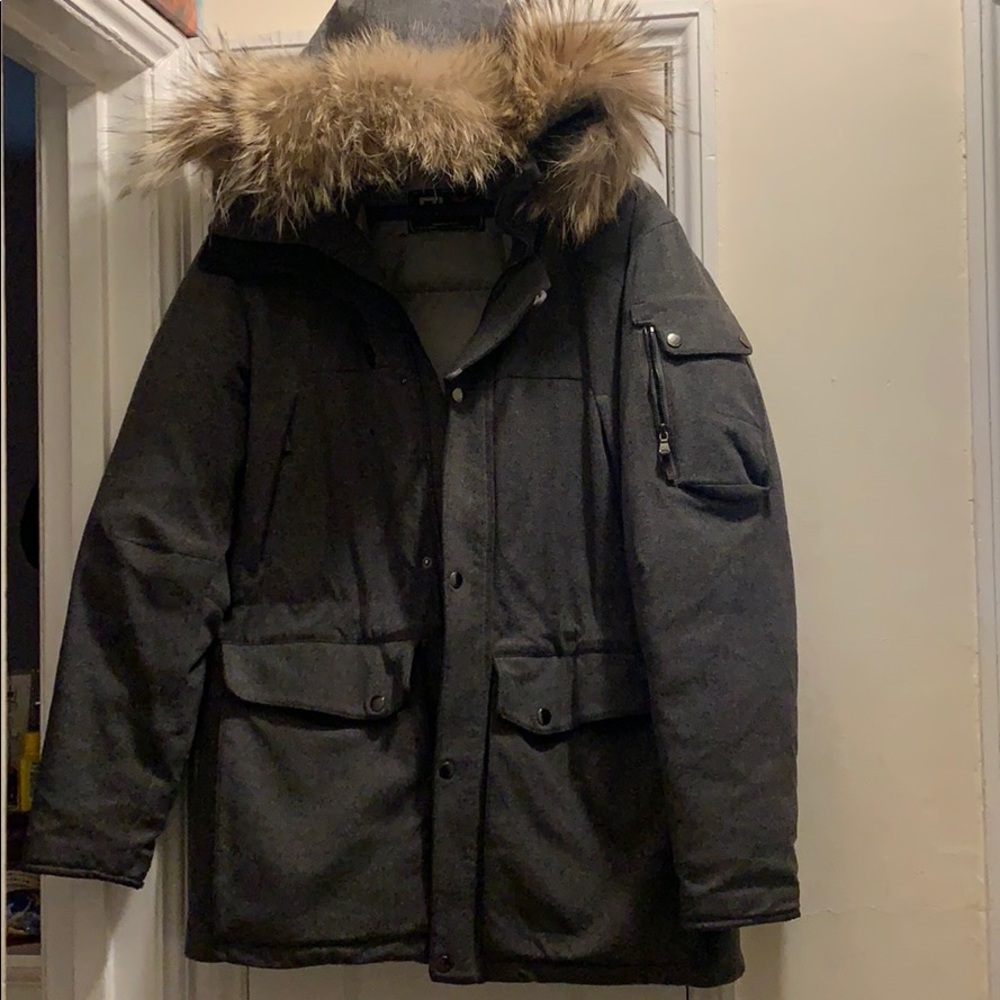 Ralph Lauren X grey down jacket with fur hood.